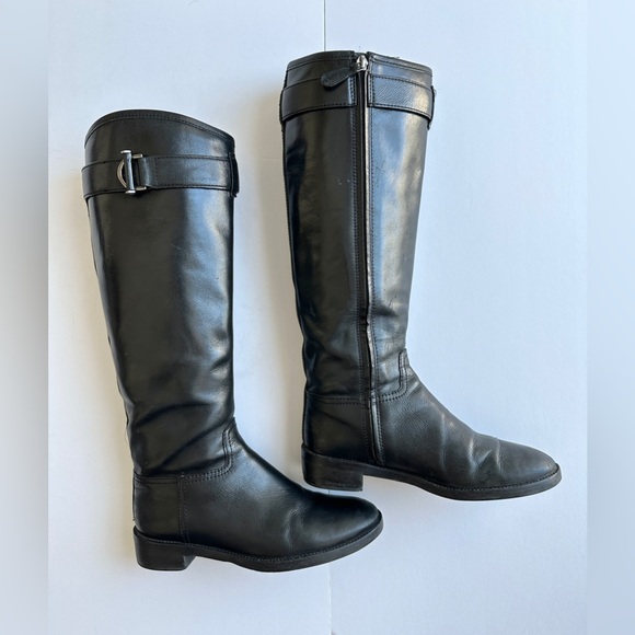Tory Burch Grace Knee High Riding Boots Black leather tall‎ boots 6.5M - Picture 3 of 15